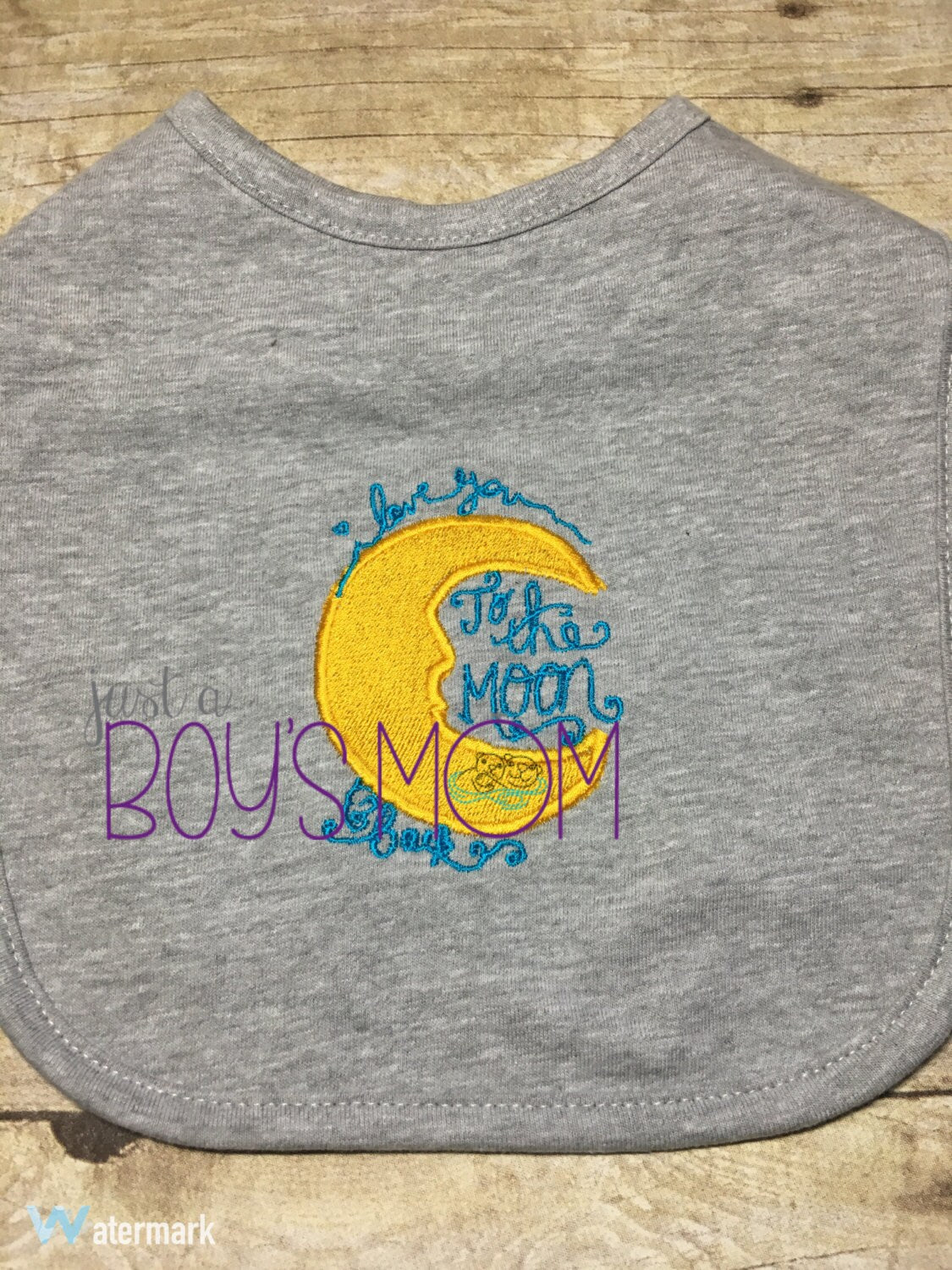 Custom I love to the moon and back embroidered bib or burp cloth