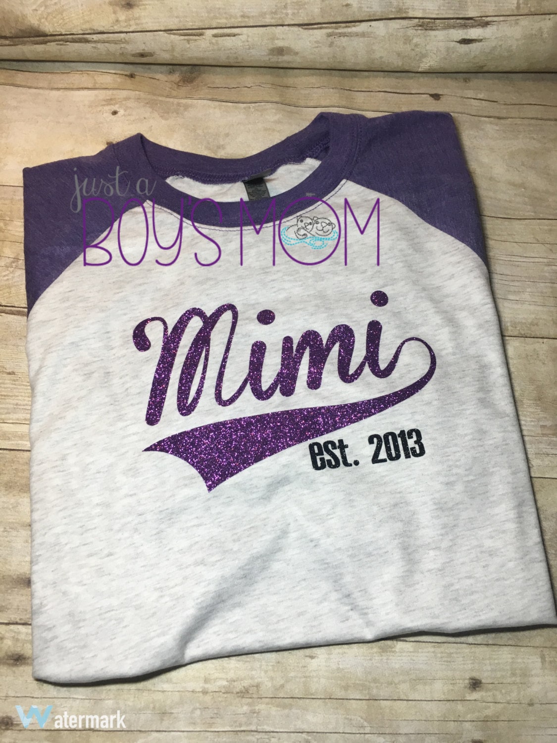 Glitter Nonny Established Raglan Baseball Shirt Grandma Nana Mimi Grandparent