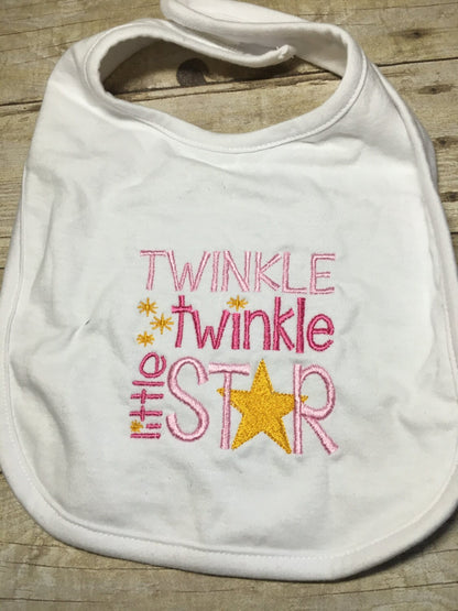 Embroidered Twinkle Twinkle Little Star Baby Choice Bib, Bodysuit, or Burp Cloth