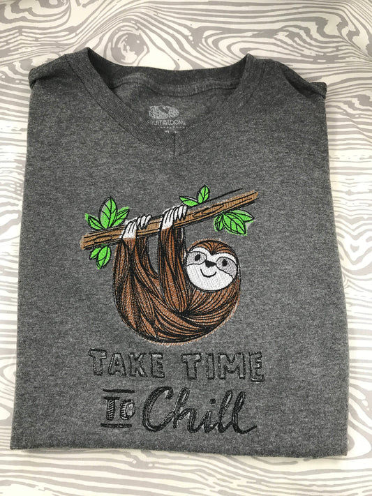 Take Time to Chill Sloth Embroidered Youth Shirt
