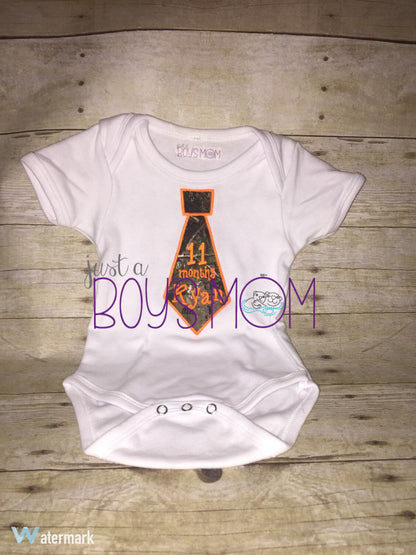 Custom Appliquéd Baby Boy Monthly Bodysuit Set