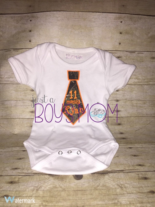 Custom Appliquéd Baby Boy Monthly Bodysuit Set