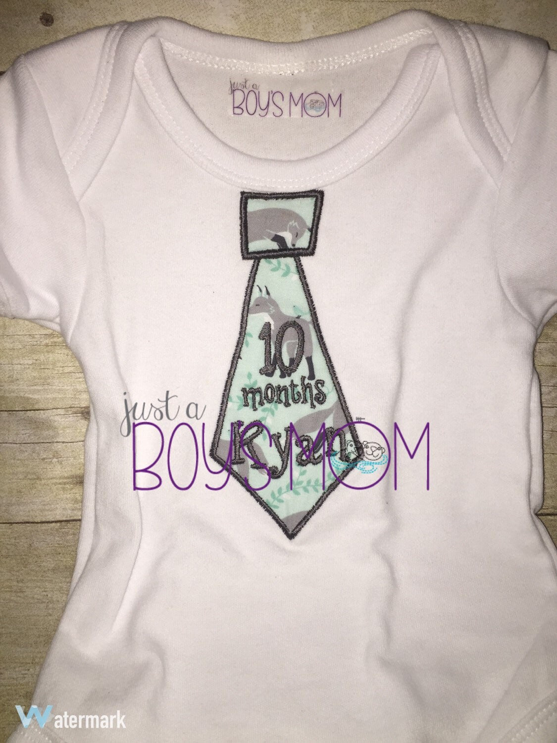 Custom Appliquéd Baby Boy Monthly Bodysuit Set